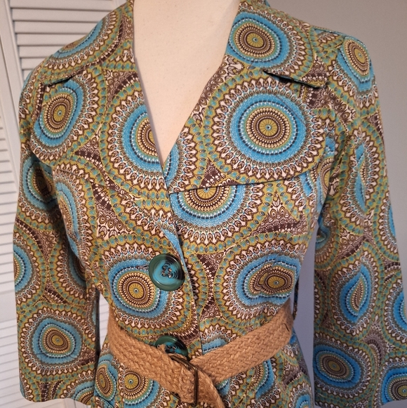 Ivy Jane Anthropologie Bohemian Style belted pea coat sz XS - Picture 3 of 8